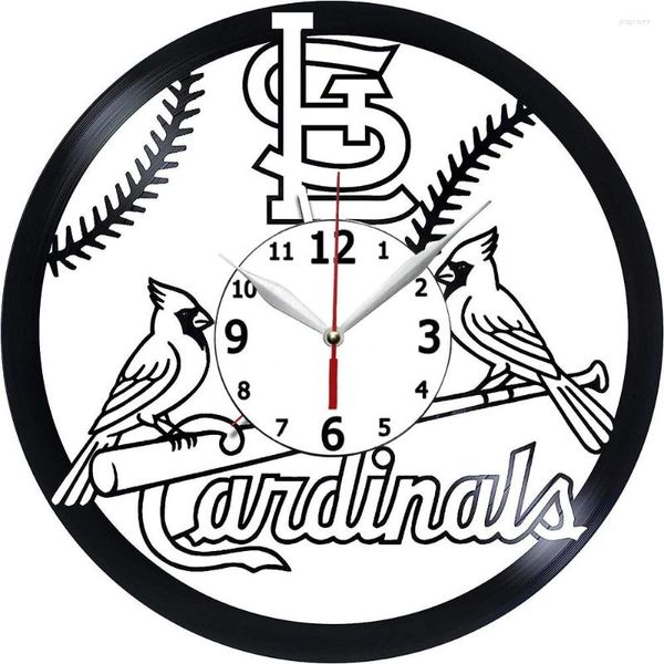 Relógios de parede Compatível com Cardinals Baseball - Ideia de presente feito de registro para amigos de aniversário Sala de estar infantil