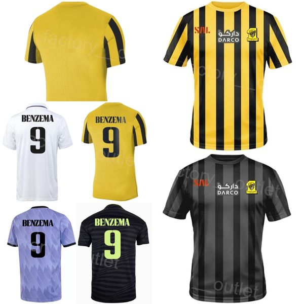 2023 Al Ittihad BENZEMA Maglie da calcio 9 HAMDALLAH 90 ROMARINHO 10 CORONADO 70 CAMARA 26 HEGAZI 20 SHARAHIHI 17 COSTA Maglia da calcio Kit uniforme Nome personalizzato Numero