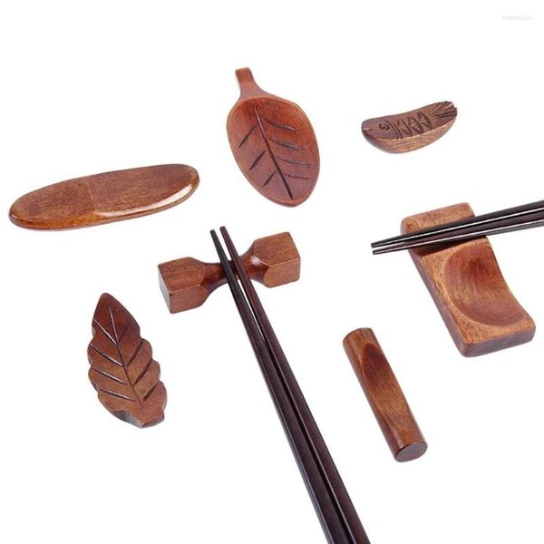 Bacchette Supporto in legno a forma di foglia Supporto per coltelli Cucchiaio Poggia forchetta Cornice Arte Artigianato Cena Accessori per la tavola Utensile da cucina