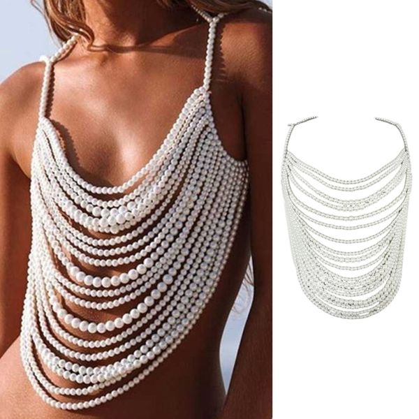 Outros Acessórios de Moda Boho Multicamadas Corrente de Metal Jóias para o Corpo Bralette Feminino Arreio de Peito Colar Praia Biquíni Boate Roupa Interior Sutiã C1FE 230607