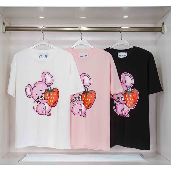Designer-T-Shirt mit Maus- und Erdbeer-Aufdruck, Herren-T-Shirts, Rundhalsausschnitt, luxuriös, für den Sommer, belüftet, kurzärmelig, für Damen und Herren, S-2XL