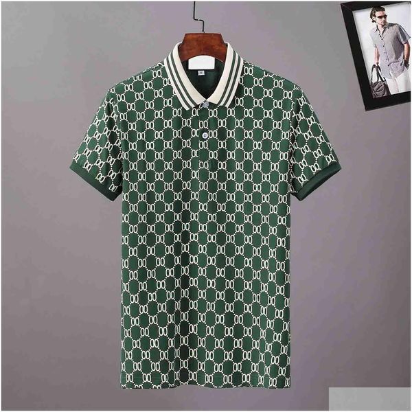 Polos masculinos 2022 camisa listrada de grife camisetas Snake S Bee floral bordado Mens High Street Fashion Horse Tshirt M3Xl Drop Delive Dhlkp