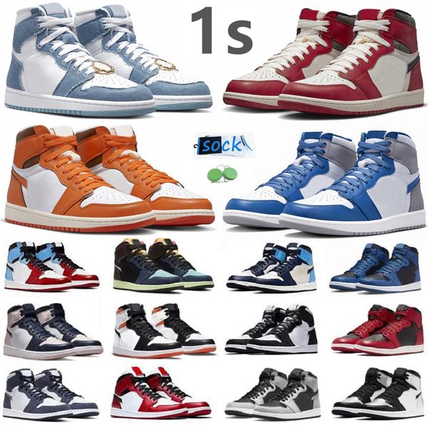 1 1s mens Scarpe da pallacanestro Sneaker Lost Found Gorge Green Yellow Toe StarFish Bred Patent Macchie esterne scure Mocha zoccolo Denim Shadow UNC Uomo Donna Sneakers da ginnastica