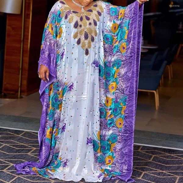 Abiti casual Moda da donna africana Allentato per le donne Lunghezza del pavimento Manica a pipistrello Abiti eleganti per la cena della festa di compleanno