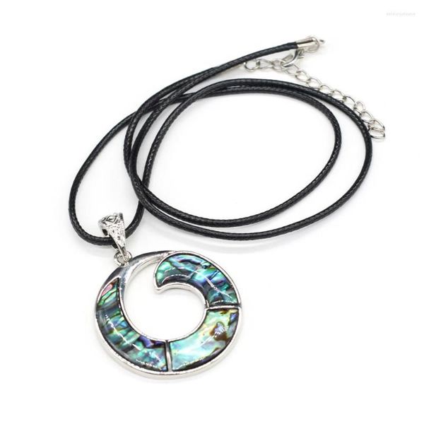 Colares com Pingente Moda Natural Abalone Shell Colar Jóias Requintadas Vortex Seashell Encantos Corda De Couro Para Presente Feminino