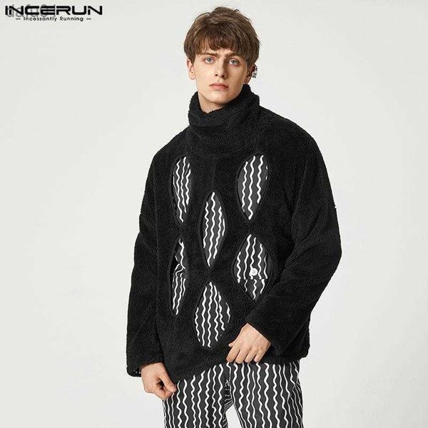 Incerun tops 2023 estilo americano moda masculina pulôver de lã bonito bem ajustado masculino sólido manga longa pulôver suéter S-5XL L230520