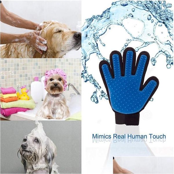 Higiene para cães Mão Escova para Depilação Luvas Gatos Cães Limpeza Universal Massagem Silicone Banho Animal de Estimação Esquerda Direita Dh0271 Drop Delive Dhvpl