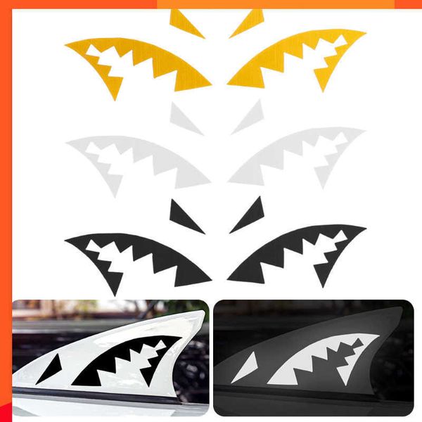 Neue Auto Shark Mund Reflektierende Aufkleber Auto Antenne Shark Fin Vinyl Aufkleber Aufkleber Nacht Sicherheit Mark Auto Dekoration Zubehör