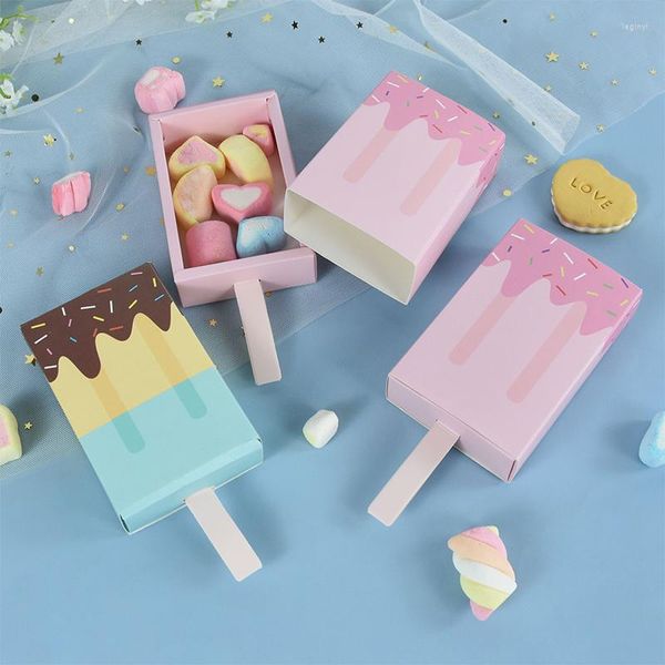 Confezioni regalo 4/6 pezzi Scatole per imballaggio Scatola di caramelle per gelato rosa blu Ragazzo Ragazza Festa di compleanno Forniture per baby shower Favore per bambini