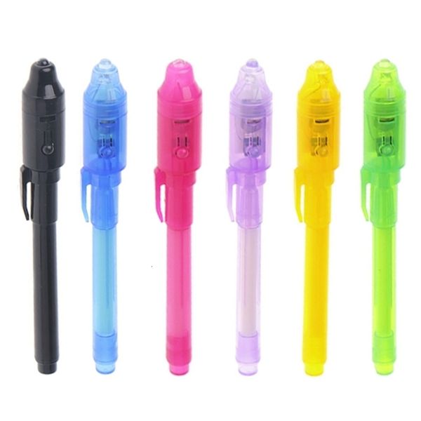 Conjunto de 6 marcadores de caneta de tinta invisível embutido em luz UV para uso seguro 230608