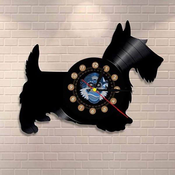 Orologi da parete Lovely Dog Record Orologio Animali Retroilluminazione a LED Vintage illuminato Home Decor Orologio regalo per amante