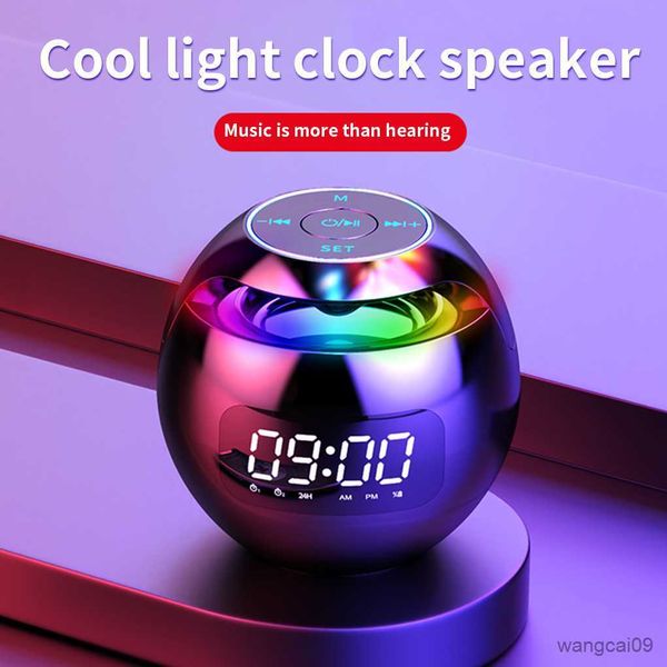 Tragbare Lautsprecher Tragbarer kabelloser Bluetooth-Lautsprecher mit LED-Digitalwecker, Außenlautsprecher für Smartphones R230608