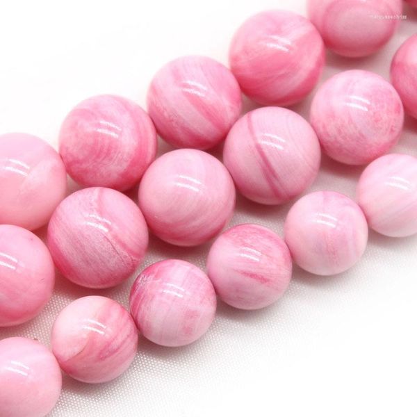Бусины натуральная розовая полосатая раковина круглая свободная бусина для изготовления ювелирных изделий для браслетов.