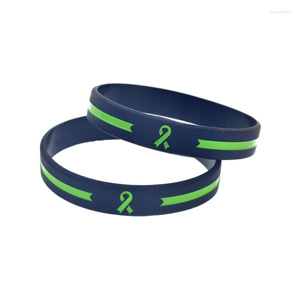 Bangle 1pc Linea verde con bracciale in silicone con nastro canceroso Bracciale in gomma nera