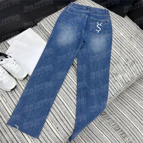 Buchstaben Gedruckt Denim Hosen Frauen Design Löcher Jeans Frühling Sommer Mode Hosen Streetwear Jean
