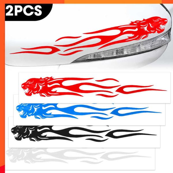 Novo 2 pçs Tiger Flame Totem Carro Espelho Retrovisor Adesivos Decoração Burn Tiger Criativo Decalques de Vinil Estilo Automático Corpo Adesivo À Prova D' Água