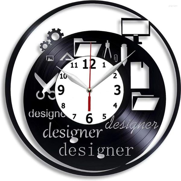 Orologi da parete Record fatti a mano 12' Designer Profession Clock Day Man Art Product Design Regalo professionale