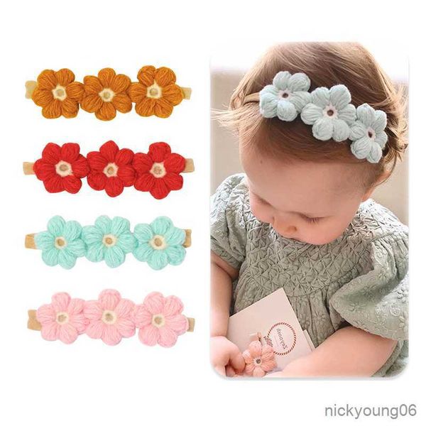 Haarschmuck Häkeln Blumen Baby Stirnband Für Mädchen Clips Kinder Stirnbänder Woolen Haarnadeln Kinder Band Neugeborenen Vintage Requisiten R230608