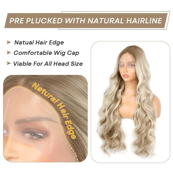 Nxy Ash Blonde Sintético Lace Front Wigs 13x4 Body Wave light Blonde Lace Front Wigs Para Mulheres Negras Transparente Cosplay Wigs 230524