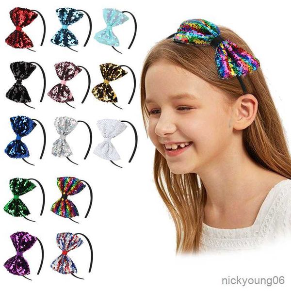 Accessori per capelli Glitter Archi Fasce per ragazza nia Grandi paillettes Lucido fiocco colorato Corona Fascia per capelli Regalo per feste R230608