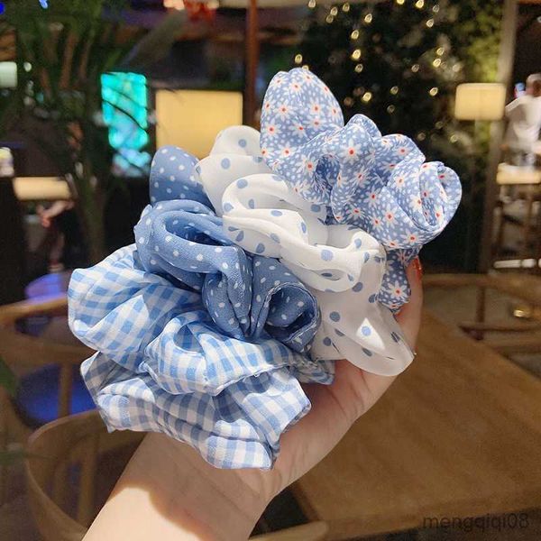 Outros Blue Dot Printing Elastic Tie Scrunchies Soft Hair Holder Rabo de Cavalo Band Headband Acessórios Corda Feito à Mão R230608