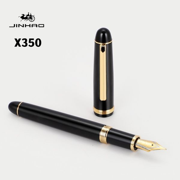 Fountain Pens Jinhao X350 Pen Retro Zarif Namlu Altın Klip Yazma Ofis Okulu Yazmak İçin Güzel Orta Nib A7345 230608