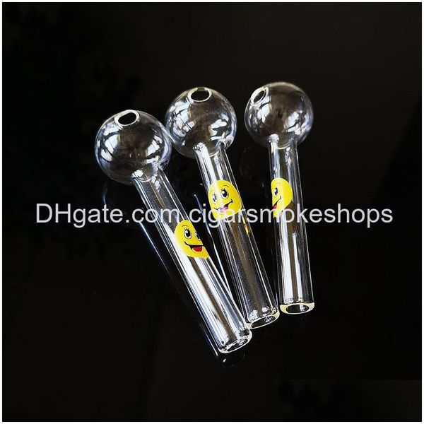 Cachimbos de 4 polegadas Mini Colher Sorriso Padrão Pyrex Queimador de óleo de vidro Cachimbo de mão Tabaco Dab Rig Ferramenta Acessórios Sw15 Drop Delivery H Dhnfx