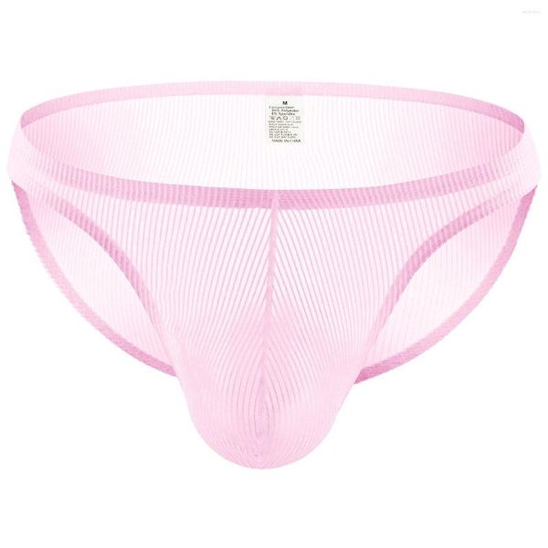 Cuecas masculinas calças sensuais cintura baixa perspectiva refrescante listras transparentes roupas íntimas juvenis brancas cuecas personalizadas com levantamento de quadril 639