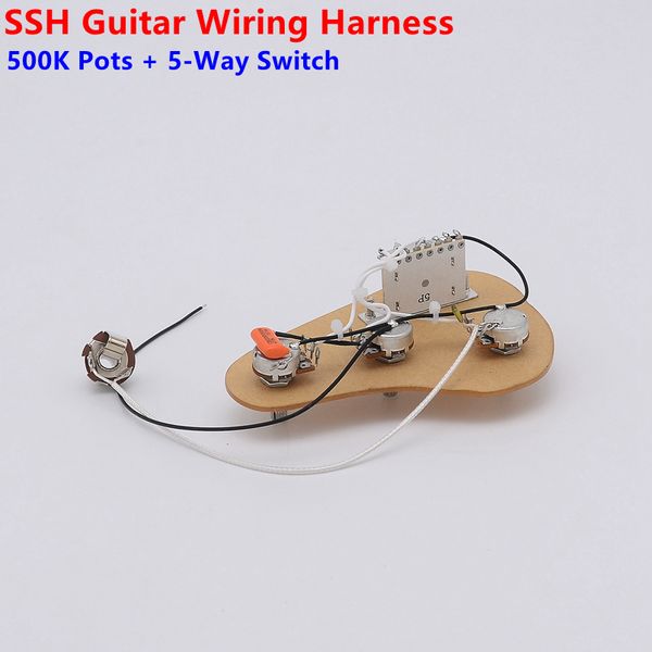 1 conjunto de fiação de guitarra elétrica SSH (3x 500K Pots + 5-Way Switch + Jack) para ST