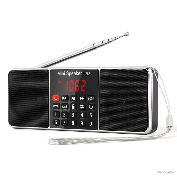 Taşınabilir Hoparlörler Taşınabilir Radyo AM Bluetooth Hoparlör Aux Giriş Kartı Cep USB Radyolar Stereo Player R230608