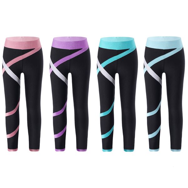 Roupa de ioga para crianças meninas calças de patinação artística meia-calça collant de ginástica leggings de ginástica calças esportivas para corrida 230607