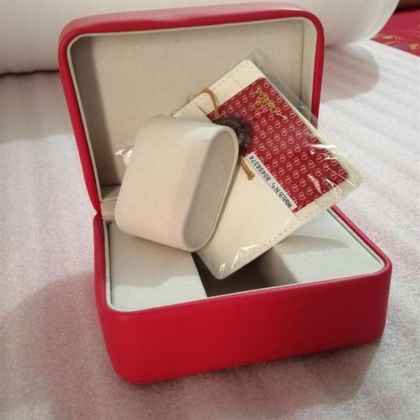 Neue quadratische rote Box für Om ega Boxen, Uhrenbroschüre, Kartenetiketten und Papiere in englischer Uhrenbox, originale innere äußere Herren-Armbanduhr2922