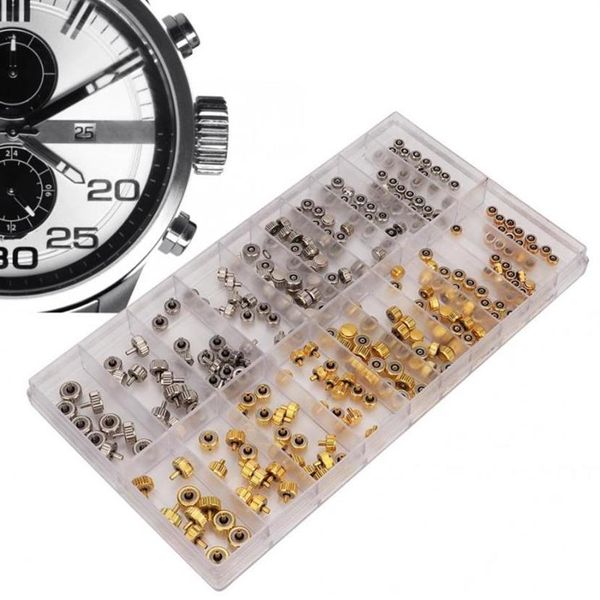 Kit di strumenti di riparazione Kit di strumenti di riparazione assortiti impermeabili Accessori per la sostituzione della parte della corona dell'orologio Kit di strumenti di riparazione di alta qualità per orologiaio D3062