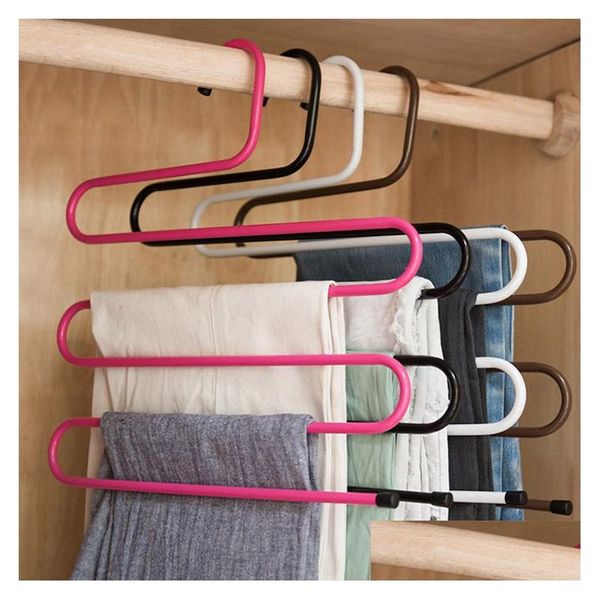 Cabides Racks 5 Camadas S Shape Hanger Mti Funcional Antiderrapante Cachecol Pant Armazenamento Engrossar Ferro Roupas Rack Dbc Drop Delivery Dhqlr