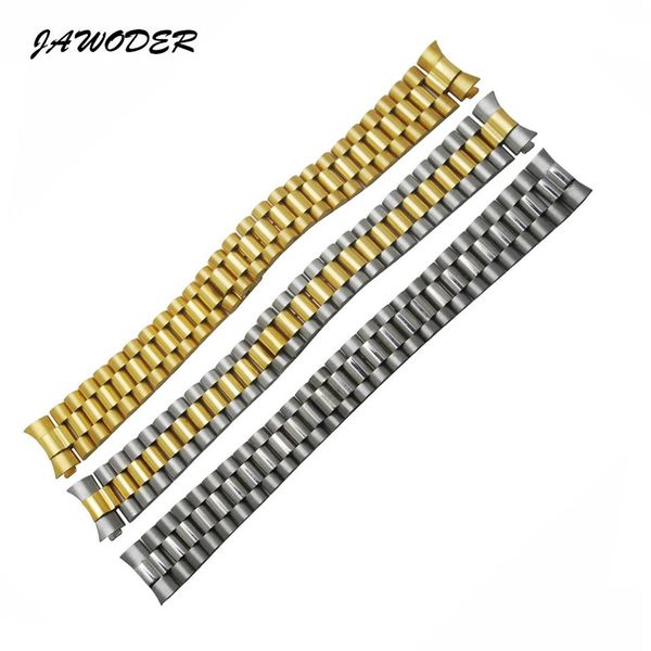 JAWODER Cinturino per orologio 13mm 17mm 20mm Argento Oro Acciaio inossidabile Lucidatura Spazzolato Estremità curva Cinturino per cinturino per Rolex309a