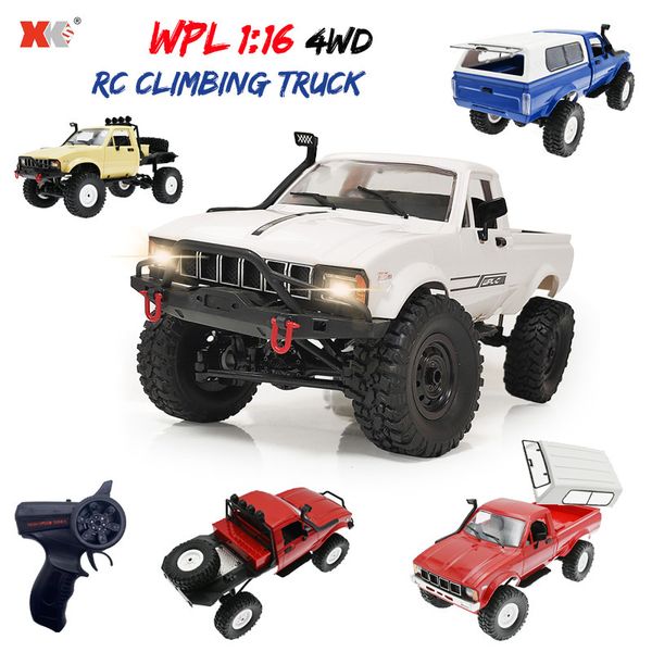 Carro elétrico RC WPL C241 C24 C14 116 RC 24G Controle remoto 4X4 Off Road 4WD LED Light Climbing Truck Brinquedo elétrico presente para meninos 230607