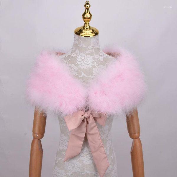 Lenços de pele de penas de avestruz reais bolero sólido xale para festa de casamento preto branco feminino capa de inverno rosa proteger ombro