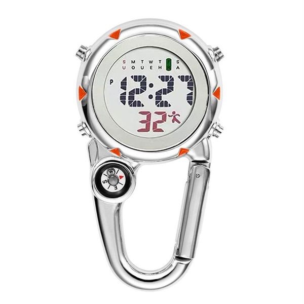 Digital Moschettone Clip Sport Gancio Orologio Ospedale Regalo Elettronico Luminoso Multi-funzione FOB Orologio da infermiera Orologio sportivo da esterno LJ201219d