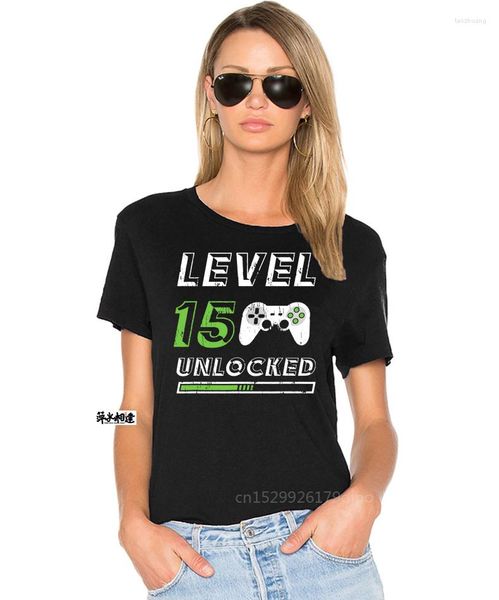 Camisetas masculinas nível 15 desbloqueado - camiseta engraçada de aniversário para jogador de um ano