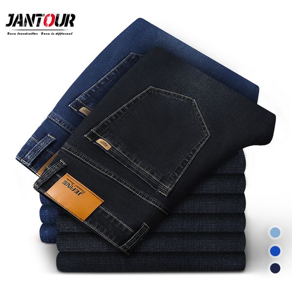 Jeans masculino Calça jeans de algodão Marca roupas clássicas Macacões Calças retas para homens Preto tamanho grande 35 40 42 44 230607