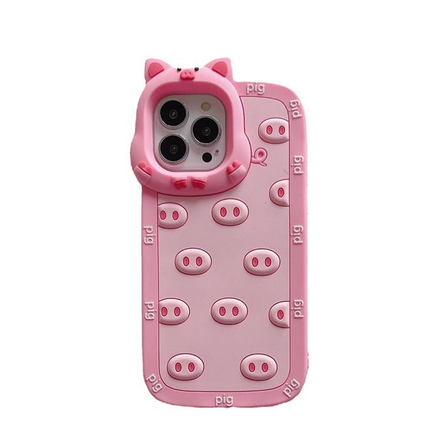 Бесплатный DHL оптовый мультфильм Cartoon Pig 3D для iPhone 14 плюс 13 12 11 Pro Max 13pro 14pro Girl милый мягкий силиконовый розовый телефон.