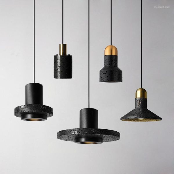 Lampade a sospensione Creative Nordic Black Hole Stone Lamp Tavolo da bar in stile industriale Ristorante Lava Light Coffee Shop Cemento