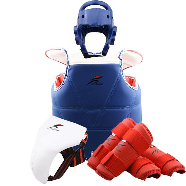 Equipamento de proteção ITF Capacete Taekwondo Dobok Sparring Engrenagem Perna Braço Peito Proteção Equipe de Karatê Artes Marciais Profissionais Equipamento Uniforme de Boxe 230607