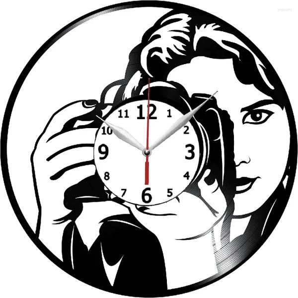 Relógios de parede Pographer Themed Clock - Tema da câmera Decorações de quarto para casa Pograph Decor Presentes para meninas e mulheres