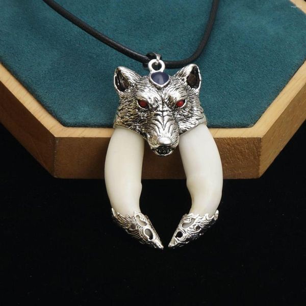 Colares com pingente 10 peças atacado moda estilo retrô personalidade dente de lobo para mulheres e homens