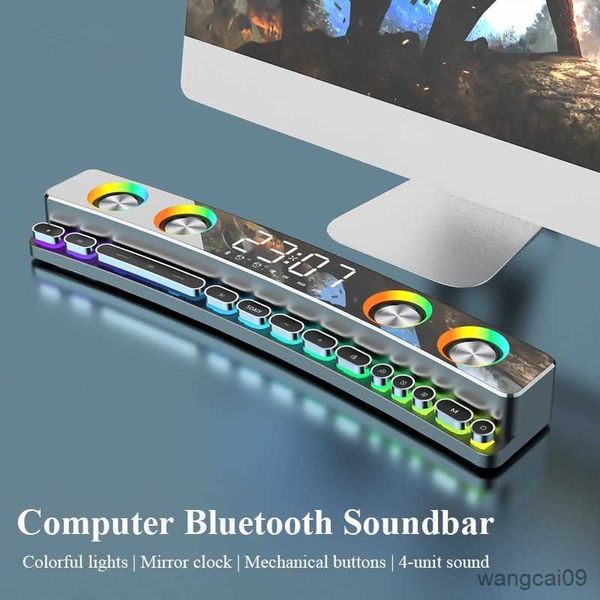 Портативные динамики Bluetooth беспроводная игра USB -стерео -сабвуфер Aux Home Clock Indoor Sound Bar Computer