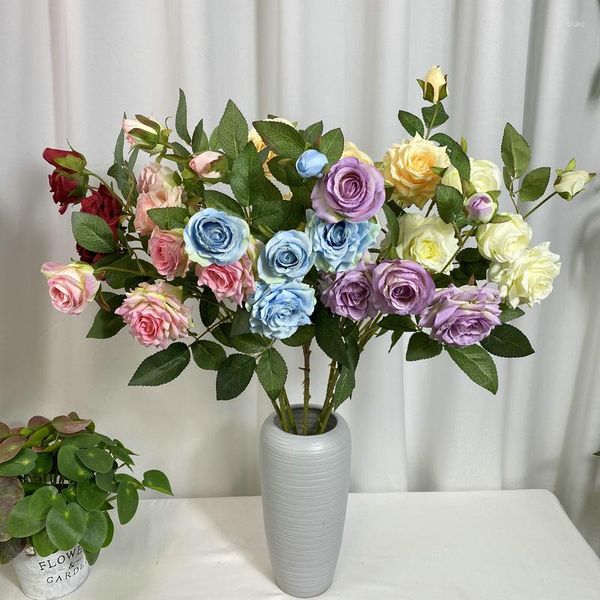 Dekorative Blumen, künstliche Rosenzweige, Seide, gefälschte El-Mall-Dekoration, Simulationsblume, Orchidee, Herz, Eckrosen, Hochzeit, Blumen