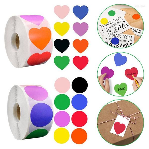 Confezioni regalo 1 rotolo / 500 pezzi Chroma Label Color Code Dot Etichette adesivi possono scrivere pacchetto da 1 pollice e forniture per ufficio per insegnanti di nozze