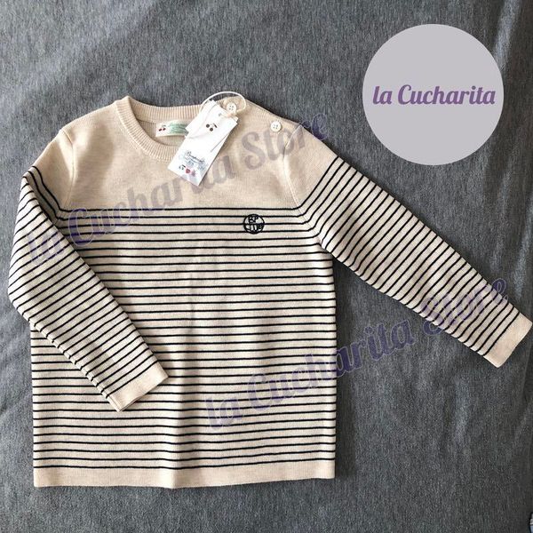 Pullover Pullover für Jungen Mädchen Marke Aleksi Gestreifter Strick Creme Wolle Strickwaren Babykleidung Kinder Luxus Pullover 230608