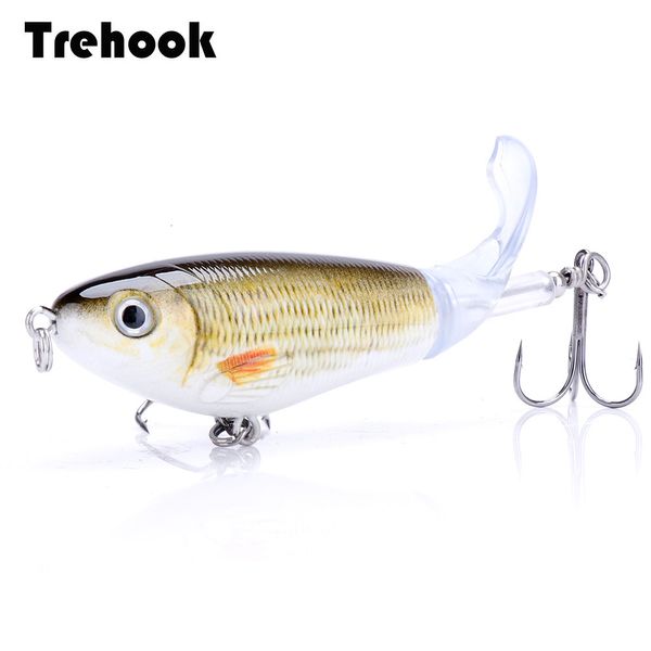 Iscas Iscas TREHOOK 8cm 14g Topwater Whopper Popper Iscas de Pesca Iscas Artificiais Hard Plopper Cauda Rotativa Suave Equipamento de Pesca Geer Pesca 230607